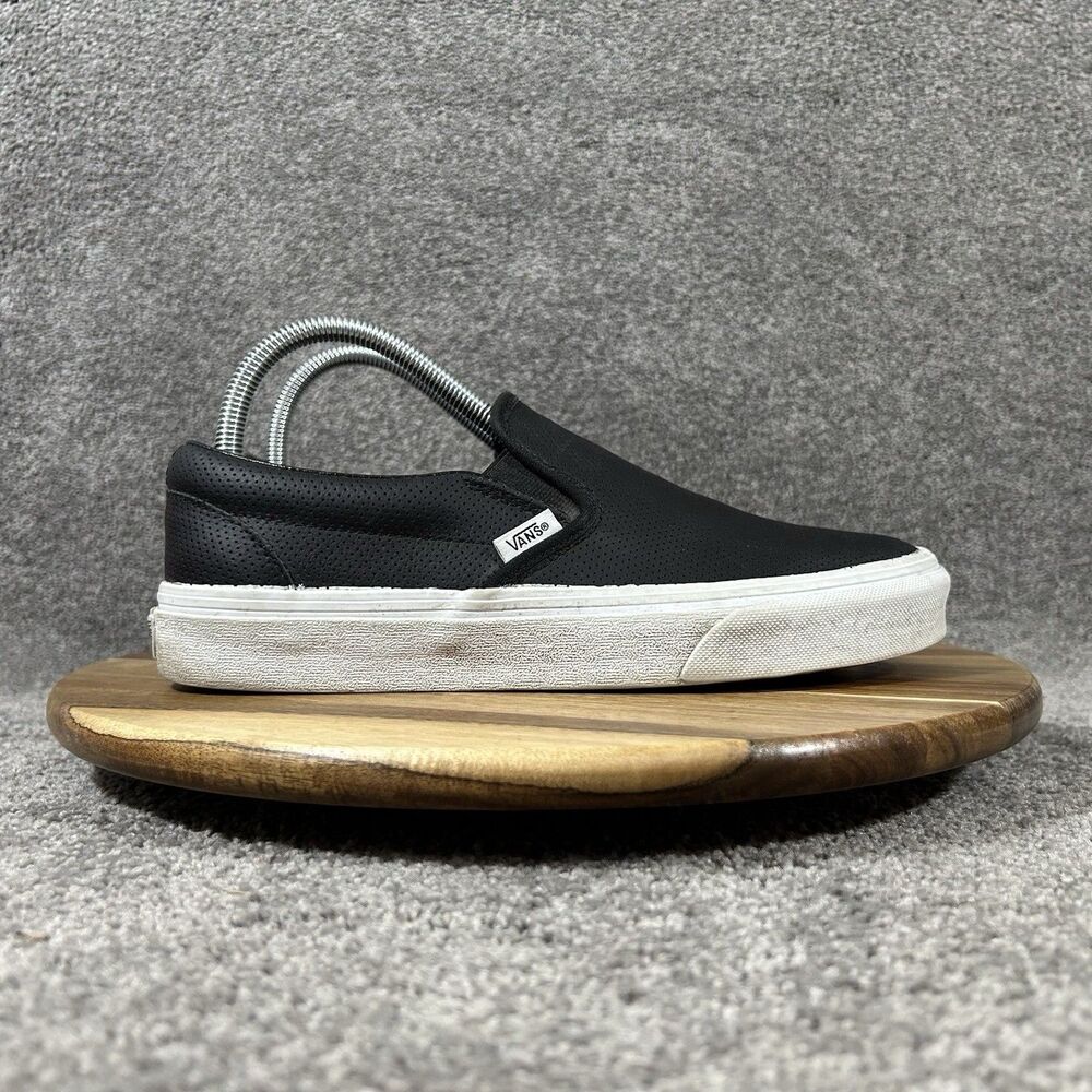 Vans Classic Slip-On Women’s Size 8.5 Perforated Black Leather Skate Shoes